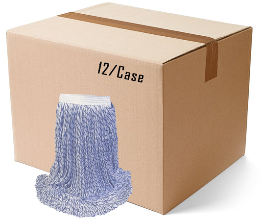 Blue/White Rayon Blend Looped-End Finish Applicator Wet Mop