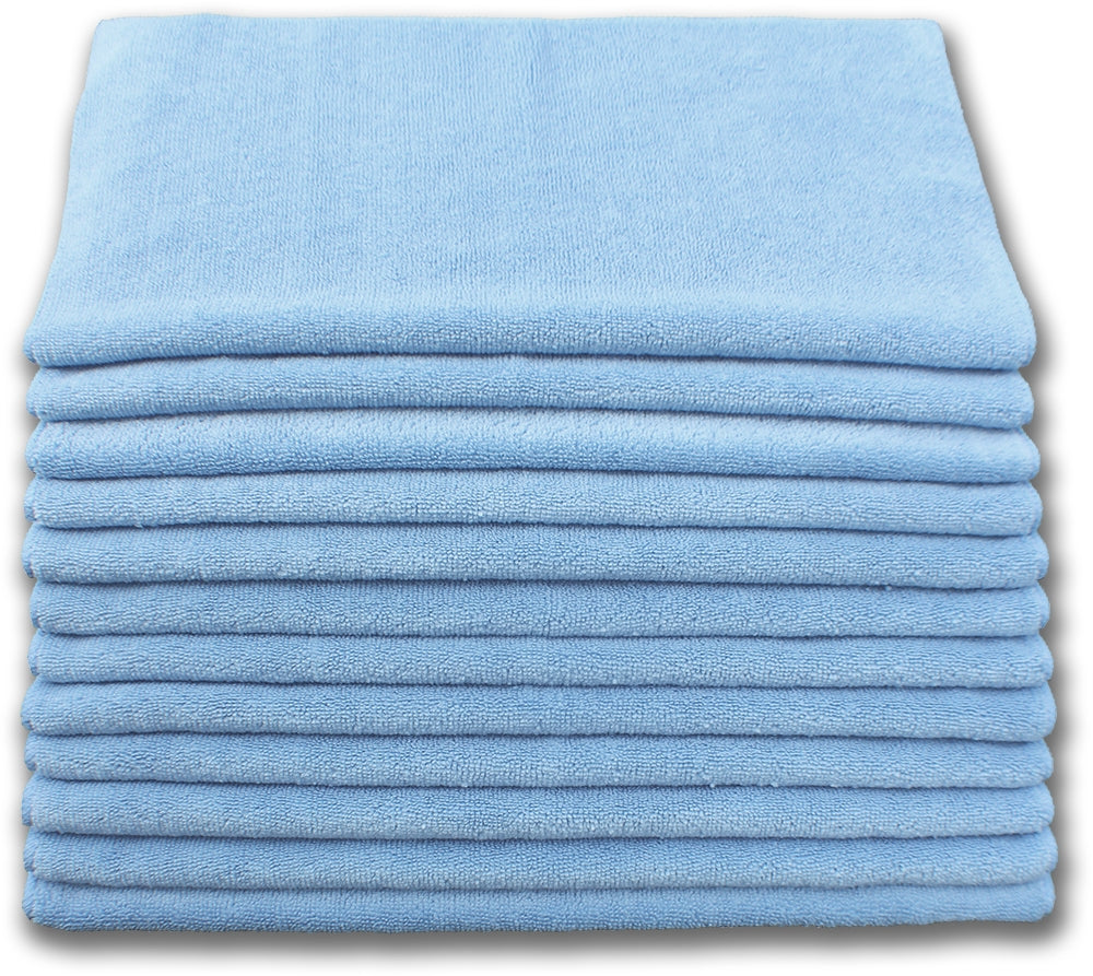 Light-Weight Microfiber Terry Cloths 16" x 16" 200gsm | BLUE | DOZEN