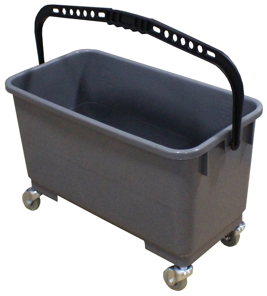 Included component: gray recharging bucket with wheels and internal sieve