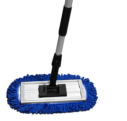 12" - Dust Mop with Fringe Yarn Microfiber Hook and Loop Pad